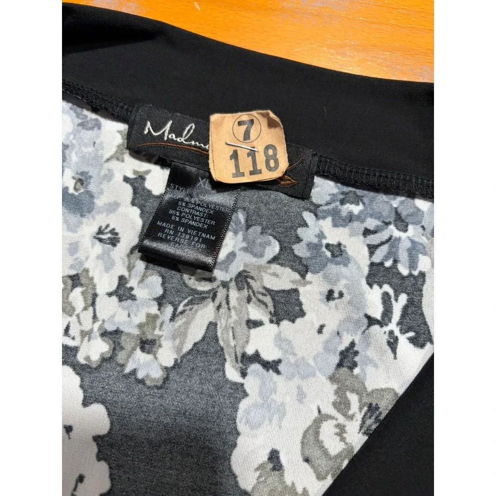 Madmazelle‎ Y2K Black White Floral Sleeveless Stretch Maxi Dress XL Garden Long